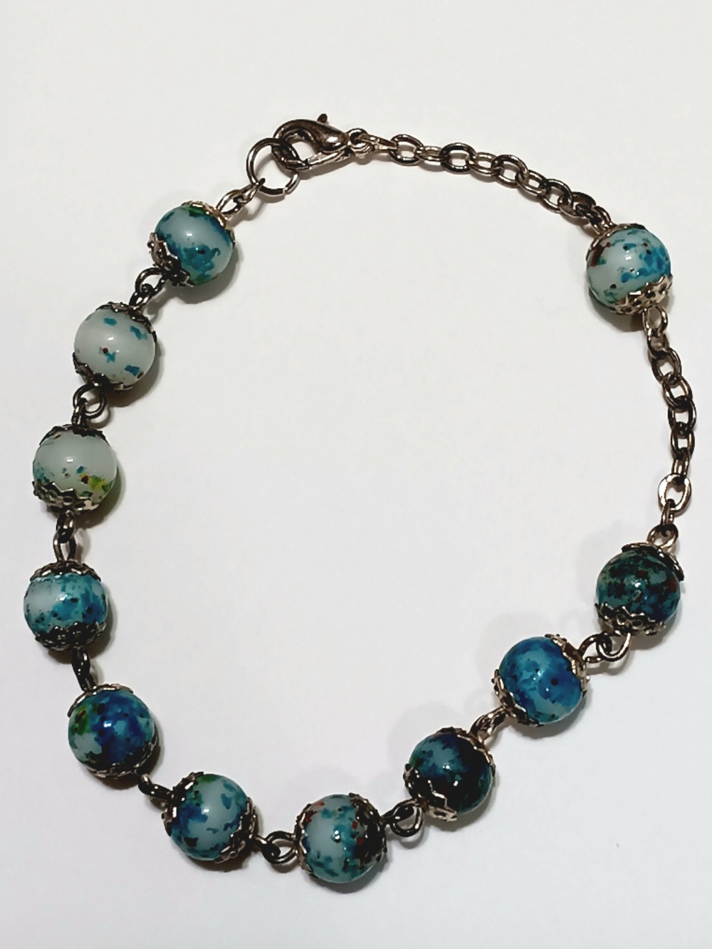 🌟3/$15 Turquoise Blue Speckled Glass Bead Bracelet
